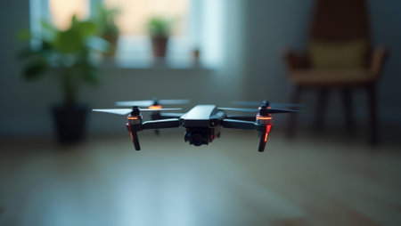 Miniature testing drone flight in corner created as side project by team , Professional stock photo, AI generated photographの素材
