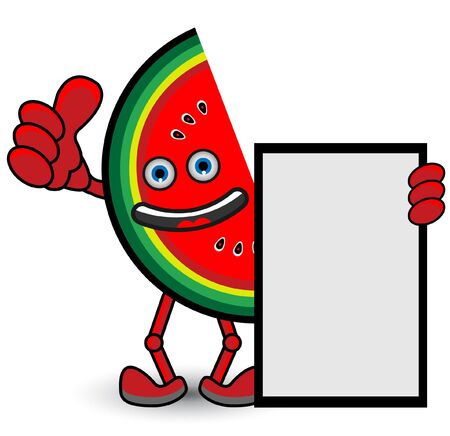Watermelon Banner Thumb Up Poseのイラスト素材