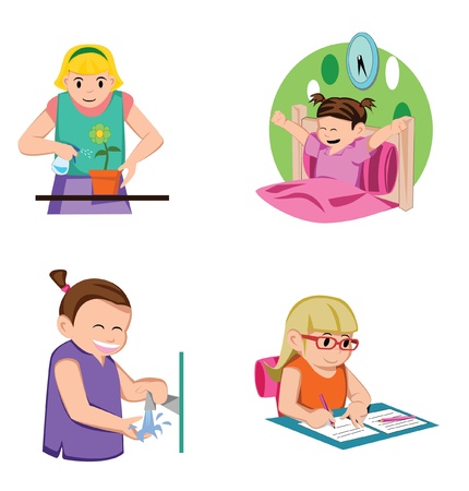 Girl Kids Activityのイラスト素材