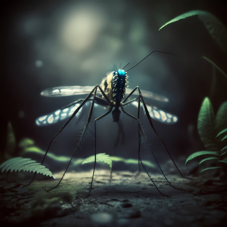 mosquito on the ground in a dark forest. macro shotの素材