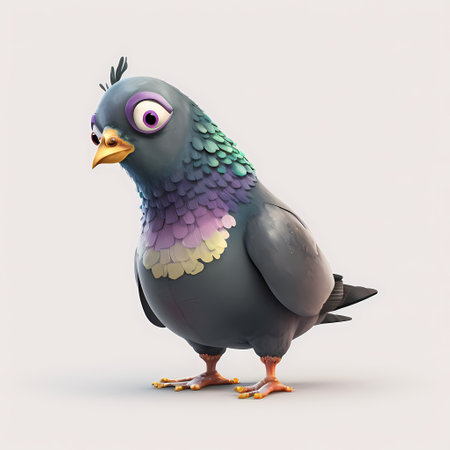 Pigeon isolated on a white background. 3d render.の素材