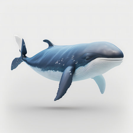 Whale on a white background. 3D rendering. Illustration.の素材