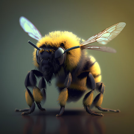 Bee on a dark background. 3D rendering. 3D illustration.の素材