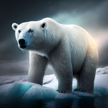 Polar bear on the ice floe. Elements of this image furnished by NASAの素材