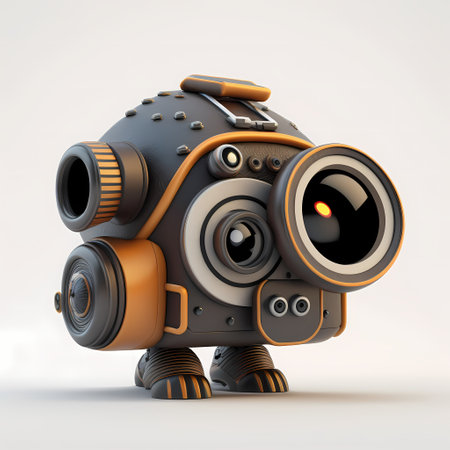 3d rendering of a professional video camera on a white background.の素材