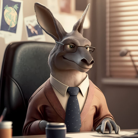 businessman with a donkey in his office. 3d rendering.の素材