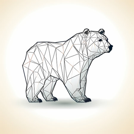 Polygonal polar bear on a light background. Vector illustration.の素材
