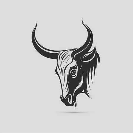 Bull head vector logo template. Head of a bull with horns.の素材