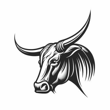 Bull head on white background. Vector illustration for your graphic design.の素材