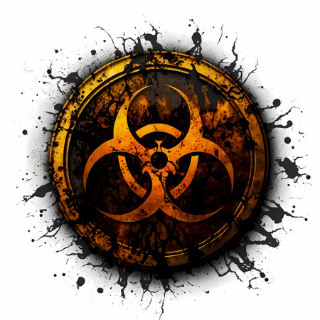 Biohazard sign on a grunge background. Eps 10 vector file.の素材