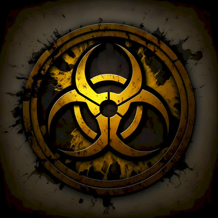 Biohazard sign on a grunge background. Eps 10 vector file.の素材