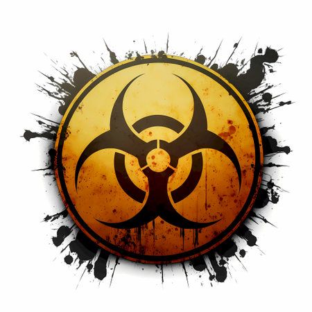 Biohazard sign on grunge background. Vector illustration. Eps 10の素材