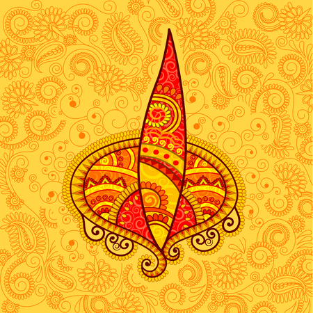 Vector design of floral Diwali diya in Indian art styleのイラスト素材
