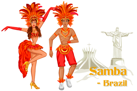 Vector design of Brazilian Couple performing Samba dance of Brazilのイラスト素材