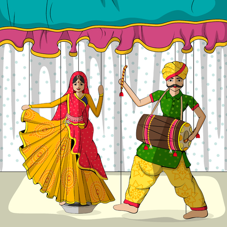 Vector design of colorful Rajasthani Puppet in Indian art styleのイラスト素材