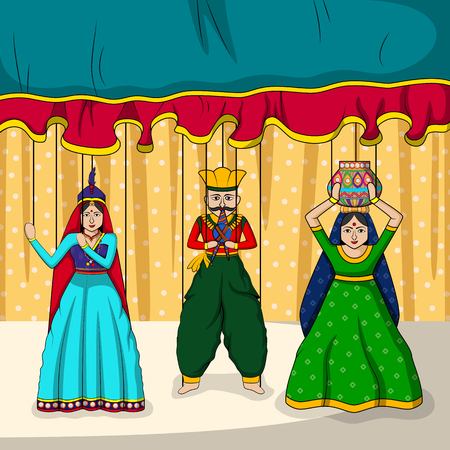 Vector design of colorful Rajasthani Puppet in Indian art styleのイラスト素材
