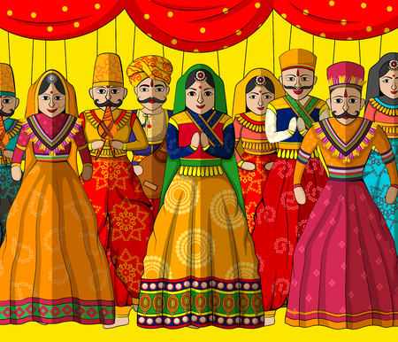 Vector design of colorful Rajasthani Puppet in Indian art styleのイラスト素材