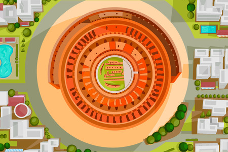 Vector design of birds eye view of Colosseumのイラスト素材