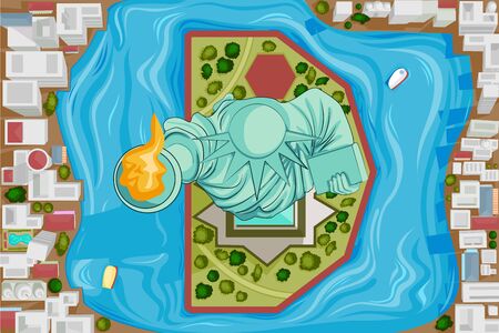 Vector design of birds eye view of Statue of Libertyのイラスト素材