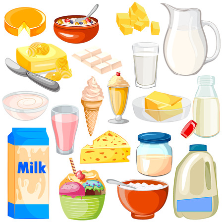 vector illustration of Dairy Product Food Collectionのイラスト素材