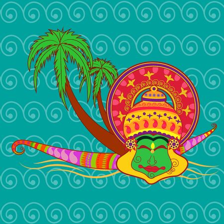 Vector design of Happy Onam background in Indian art styleのイラスト素材
