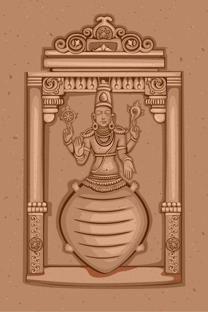 Vector design of Vintage statue of Indian Lord Kurma sculpture one of avatar from the Dashavatara of Vishnu engraved on stoneのイラスト素材
