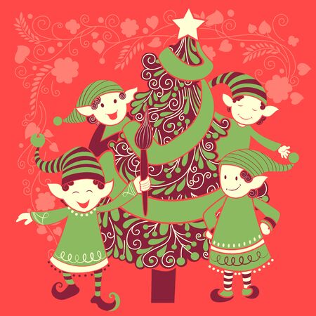Vector design of people celebrating festival Merry Christmas holiday backgroundのイラスト素材