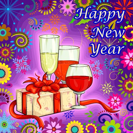 Vector design of colorful design of Happy New Year greetingのイラスト素材