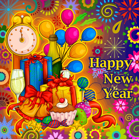 Vector design of colorful design of Happy New Year greetingのイラスト素材