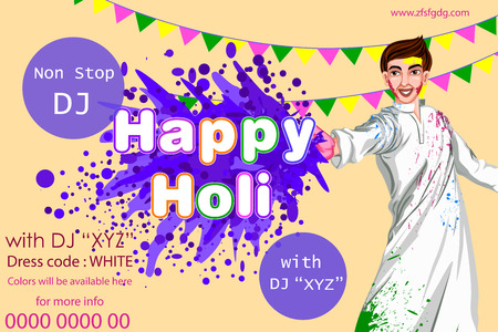 Vector design of Indian people celebrating color festival of India Holiのイラスト素材