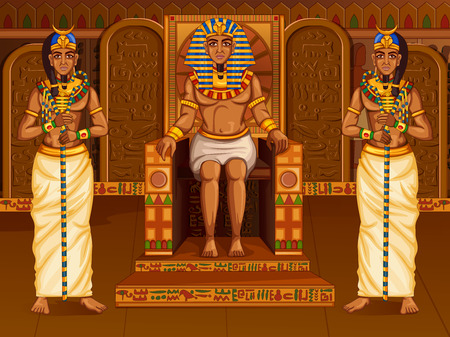 Egyptian civiliziation King Pharaoh God on Egypt palace backdropのイラスト素材
