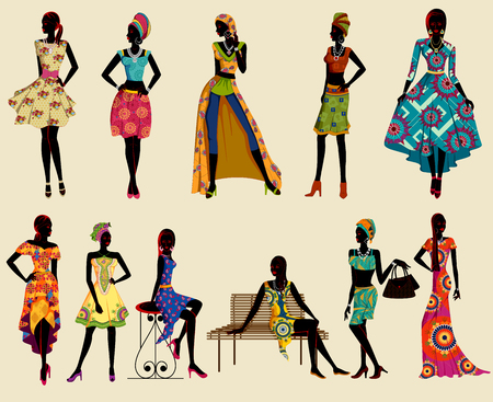 Beautiful African black woman modern stylish model.のイラスト素材