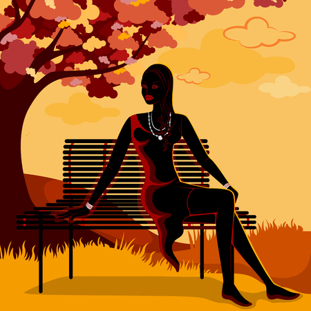 Beautiful African black woman modern stylish model.のイラスト素材