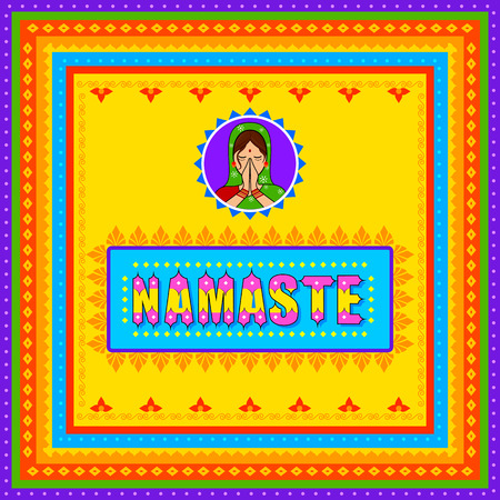 Namaste background in Indian Truck Art styleのイラスト素材