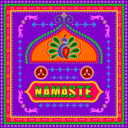 Namaste background in Indian Truck Art styleのイラスト素材