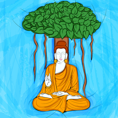 Vintage Statue of Indian Lord Buddha Sculptureのイラスト素材