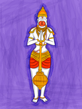 Abstract Statue painting of Indian God Hanuman sculptureのイラスト素材