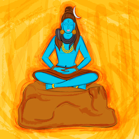 Abstract Statue painting of Indian Lord Shiva sculptureのイラスト素材