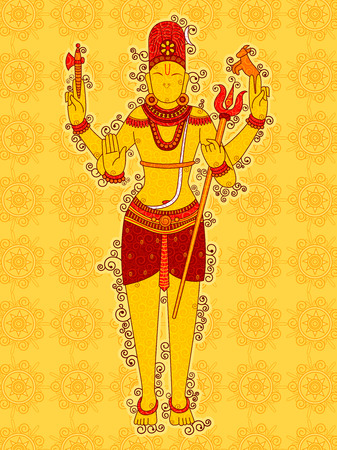 Vector design of Vintage statue of Indian Lord Shiva in India art styleのイラスト素材