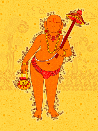 Vector design of Vintage statue of Indian Lord Vamana sculpture one of avatar from the Dashavatara of Vishnu in India art styleのイラスト素材