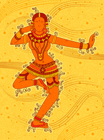 Vintage statue of Indian female sculpture in floral art styleのイラスト素材