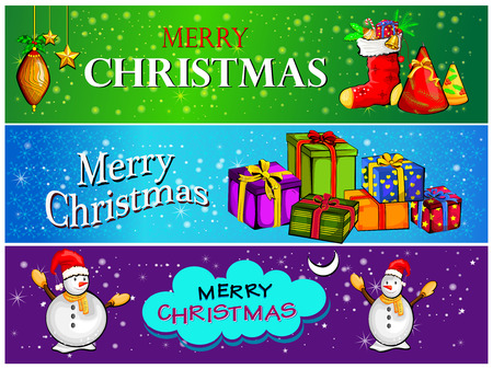 Decorated banner header for Merry Christmas and Happy New Year Holiday celebration backgroundのイラスト素材