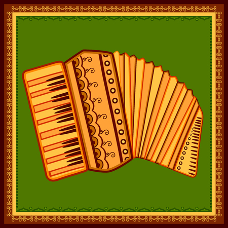 Vector design of accordion Music instrument in India desi folk art styleのイラスト素材