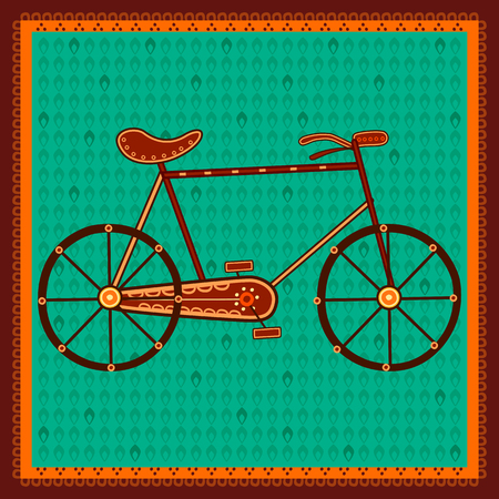 Vector design of Bicycle transport in India desi folk art styleのイラスト素材