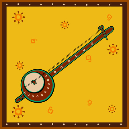 Vector design of ektara Music instrument in India desi folk art style.のイラスト素材