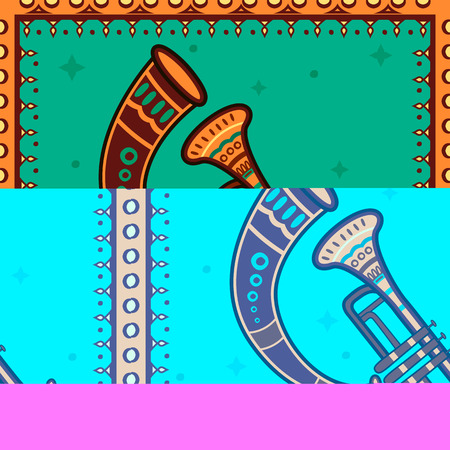 Vector design of Keyboard Music instrument in India desi folk art styleのイラスト素材