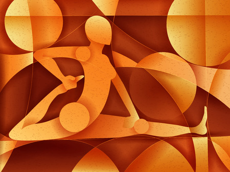 People practicing Yoga on abstract cubism background.のイラスト素材