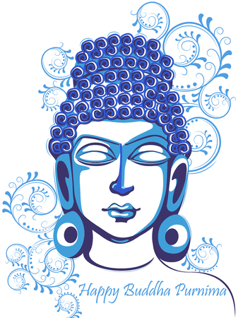 Vector design of Lord Budha on Happy Buddha Purnima Vesak holiday festival backgroundのイラスト素材