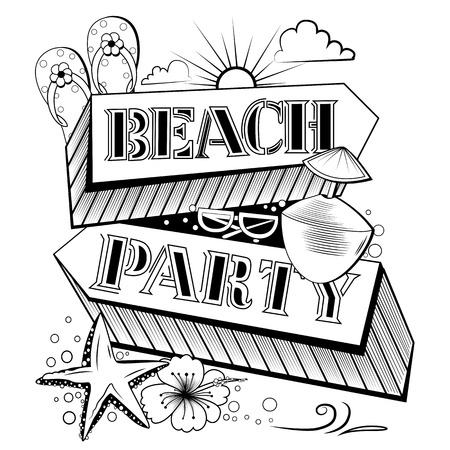 Creative typography text lettering for Beach Partyのイラスト素材