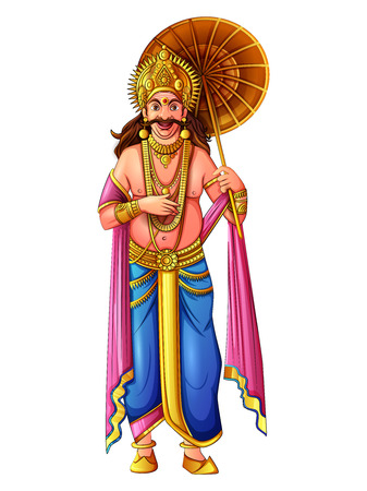 King Mahabali of Hindu mythology for South India Onam festivalのイラスト素材